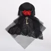 Stingy Brim Hats Black Lace Veil Mini Top Hat Hair Clip Goth Headwear Steampunk Accessory1