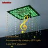 クリスタルクォーツBluetooth LED Music Seiling Shower Headバスルームシャワーセットマルチファンクが隠されたサーモスタットシャワーミキサータップHJ4201