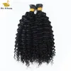 Water Wave Hair Extensions Wet and Wavy Human Bundles Pre-bonded I Tip Natural Black Color 12-30inch 100g per pack