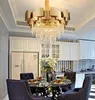 Modern Luxury LED Chandelier Belysning Vardagsrum Lampor Guldkristall Hängande LED Ljuskrona Heminredning Hängande Lampor