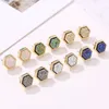 Hot Selling 18K Gold Filled Druzy Stud Earrings Trendy Womens Wholesaling 12mm Hexagon Resin Drusy Earring Jewelry