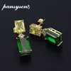 PANSYSEN Gold Color Earrings Vintage Elegant Women's Emerald Drop 100% 925 Sterling Silver Gemstone Earring Fine Jewelry Gift 200923
