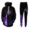 Nowe Mężczyźni / Kobiet Rozlane mleko Space Galaxy Śmieszne Drukuj 3D Dres Moda Dresy Hip Hop Spodnie + Bluzy T014
