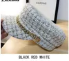 2019 Autumn Winter Tweed Chain Military Hat For Women Wool Flat Army Cap Salior Hat Revor Travel Basker Plaid Newsboy Cap Y201528451