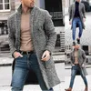 Nya Mäns Overcoat Män Casual Winter Fashion Hounstooth Gentlemen Long Coat Jacket Outwear Högkvalitativa Mens Tops Blouse Fashion1
