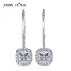 Chandelier en peluche Joishome 925 Boucles d'oreilles en argent sterling Version coréenne de Crystal Clear Fourclaw Square Diamond Ring Set Femal2453995