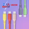 2.4A 액체 실리콘 마이크로 USB 케이블 USB 타입 C 케이블 이동 전화 1M 2M 빠른 USB 충전기 케이블 삼성 충전