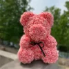 25 cm Artificial Rose Bear Valentines Day Gift Red Rose Fake Flower Artificial Decoration Christmas Gift Flower264e