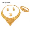 Boucles d'oreilles collier bijoux ensembles debaï 24k gold couleurs de mariage africain cadeaux de mariée pour femmes bracelet anneau de bijoux collares1249234