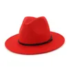 Mujeres de borde plano ancho hombres unisex de lana fielt jazz sombreros fedora de panamá con hebilla de cinturón hat juego de jugador casual fijación fedoras