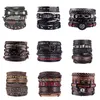 Fashion Mens Punk Style Vintage Multilayer 18CM Long Link Leather Bracelet