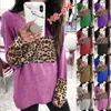 Designer T-shirts Women Leopard Patchwork Hoodies Round Neck Long Sleeve Pullover Female Clause Loose Shirt Women's Elastic Apparel LSK1255