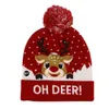 Pom Pom Natal malha chapéus chapéus com Barrete Led Light Xmas Gorros Crochet Chapéus de Inverno cervos Gilrs de Natal Decoração