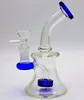 Small Glass Hookah Dab Rigs Recycler Oil Rig Bubblers Blue Purple Bong Water Pipes with 14mm Joint