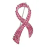 Rosa bandbroscher bröstcancer medvetenhet slips brosch gummistift för kvinnor flicka lapel stift badge smycken