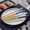 23cm 304 Stainless Steel Dinnerware Cutlery Gold Square Chopsticks Bar Restaurant Kitchen Supplies Free DHL WB2606