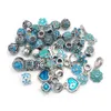 Gratis frakt 40 st Rhinestone Beads Antik silverfärgad Matal Charms Beads passform European Pandora Charms Armband DIY 8 Colors on Sale