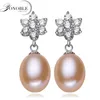 Stud YouNoble Fashion White Real Natural Fresh Water Pearl Earring 925 Sterling Silver Jewelry Women Birthday Gift Brincos Perolas