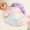Women Bucket Hat Winter Warm Designer Fashion Fishing Hats Tie Dyeing Rainbow Style 3 Colors Sale