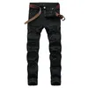 Mens White Black Distressed Holes Skinny Jeans Full Length Denim Pants Street Style Trousers Wholesale