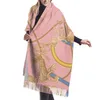 Scarves NOISYDESIGNS 2021 Women Scarf Winter Warm Shawl And Wraps Creative Pattern Flowers Floral Pink Soft Long Tassel Female2741785