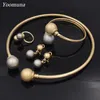 Collier de boucles d'oreilles Dubaï Fashion Gold Color Jewelry Setts African Bridal Wedding Gifts Party for Women Bracelet Ring Set Jewellery3750783