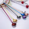 Stainless Steel Coffee Scoops With Long Handle Colorful Kitchen Coffee Stirring Spoon Ice Cream Dessert Tea tools