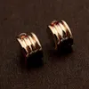 Europe America Style Lady Women Titanium Steel Engraved B Initials Spiral Springs C-shape Stud Earrings 2 Color290m