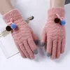 Five Fingers Gloves Winter Touch Screen Women Warm Stretch Girl Knitted Mittens Full Finger Guantes Female Crochet Autumn Woolen Cute Glove1