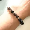 MG0956 Svart Tourmaline eterisk olja Diffuser Armband Ångestlindring Lava Stone Womens Mystic Yoga Wrist Mala Armband