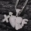 Pendant Necklaces Custom 2 Letters An Arrow Through The Heart Necklace Hip Hop Full Iced Out Cubic Zirconia Gold Sliver CZ Stone3012
