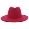 Hot Pink und Lime Green Patchwork Wollfilz Fedora Hüte Frauen große Krempe Panama Trilby Jazz Cap Derby Hut Sombrero Mujer