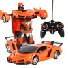 Electric/RC Car Damage Refund 2In1 RC Car Sports Car Transformation Robots Models Remote Control Deformation RC fighting toy Childrens GiFT 240314