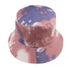 New Summer Bonnet Graffiti Pink Yellow Tie Dye Bucket Hat Reversible Outdoor Fisherman Caps Women Mens Chapeau Femme