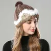 ビーニースカルキャップ女性のための冬の帽子ビーニーガールズ2021ハットファーポンポムニットかぎ針編みの女性の頭蓋骨カシミアミンクWAR24T