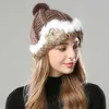 Beanie Skull Caps Chapéus de Inverno para Mulheres Beanie Meninas 2021 Chapéu De Pele Pompom De Malha De Crochê Mulheres Skullies Cashmere Mink War256l