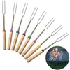 Rostfritt stål BBQ Marshmallow Roasting Sticks Utökat Roaster Teleskoping Utomhus BBQ Tools Tillbehör HHB1794