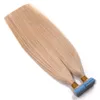 Doppelt gezogenes Echthaar-Tape in Haarverlängerungen Nr. 27 Erdbeerblond Virgin Russian Invisiable Skin Weft Tape in Extensions 40 Stück/100 g