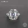 Shipei Asscher Cut cubic zirconia Ring White Gold for Women Men 100% 925 Sterling Silver cubic zirconia Ring Engagement Wedding Coctail