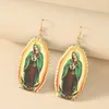 Nuovi orecchini pendenti con la Vergine Maria per le donne Orecchini pendenti grandi vintage in acrilico Gioielli alla moda Accessori esagerati248O4093815