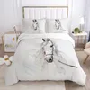 3D Bedding Sets Duvet Quilt Cover Set Comforter Pillowcase Bed Linen King Queen Full Single Size White Animal Horse Home Texitle