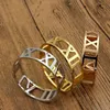 Bangle 18MM Wide Version Of The Hollow Roman Digital Spring Bracelet Exaggerated Fashion Rose Gold Accessories Jewelry Wholesale