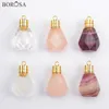 Natural Fluorite Perfume Bottle Necklace in Gold Crystal Pink Quartz Essential Oil Diffuser Pendant Charm for Women G1979288P