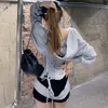 Kadınlar Korse Kapüşonlular Lace Up İlkbahar Sonbahar Yüksek Bel Tunik Hoodie Kazak Eşofman High Street 200922