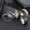 Lucky dubbele roteerbare ketens ring roestvrijstalen spinbandringen voor mannen dames hiphop mode sieraden