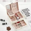 Jewelry Box 2 Layer Organizer PU Leather Jewelries Organizer Case Boxes with Lock and Mirror Jewelry Storage Box 22 5 17 12cm240w