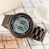 Wristwatches LED Digital Watch For Men Retro Full Wooden Adjustable Strap Wristwatch Fashion Electronic Clock Male Time Relojes Hombre1