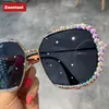 2020 Zonnebril Dames Luxe Rhinestone Vierkant Zonnebril Clear Lens Oversized Heren Zonnebril Vintage Tinten