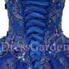 Sweetheart Silver Corded Metallic 3D Appliques Quinceanera Dresses Romantic Royal Blue Sparkle Tulle Sweep Train XV Party1009931