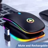 Recarregável Wireless Bluetooth Ratos 7 Cor LED Backlight Silent Mice USB Optical Gaming Mouse para computador Desktop Portátil Jogo